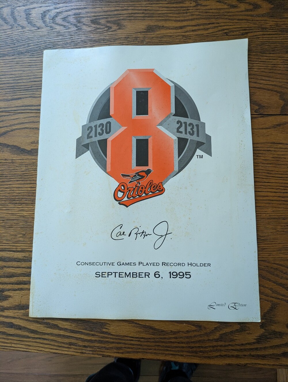 Baltimore Orioles Commemorative Poster - Cal Ripken 1995